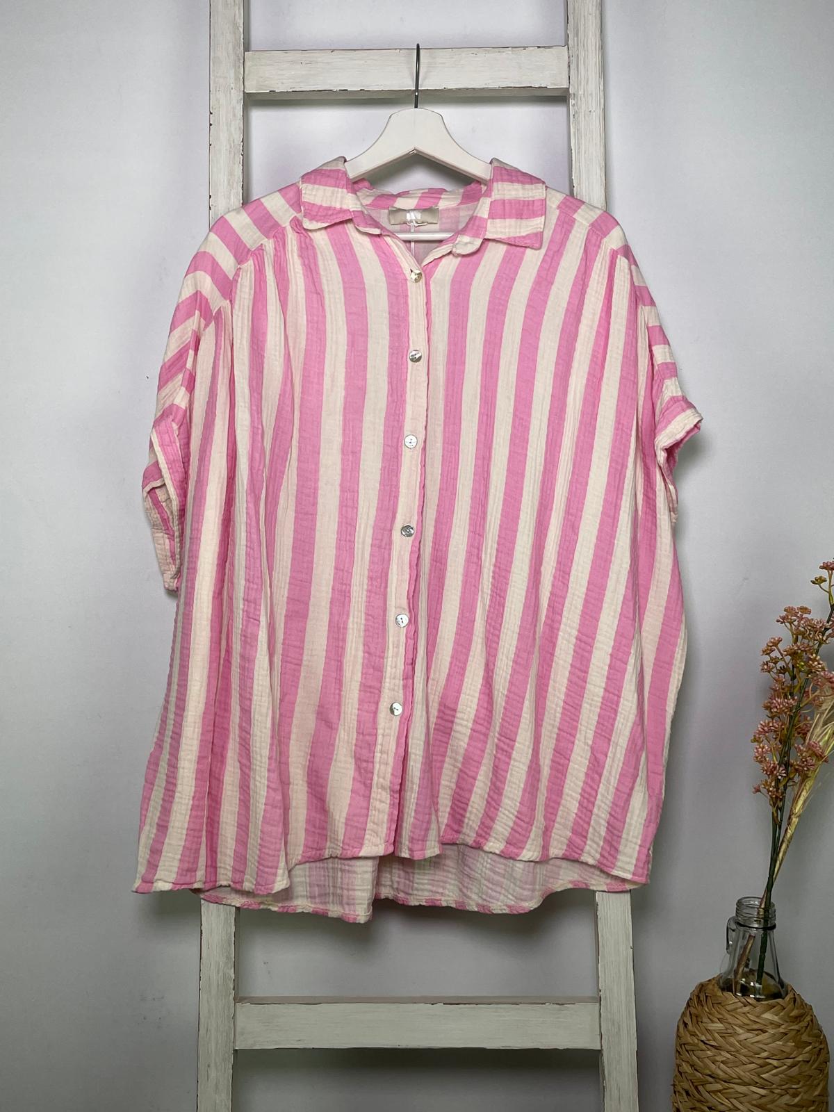 Gestreifte Musselinbluse COLOURBLOCKING