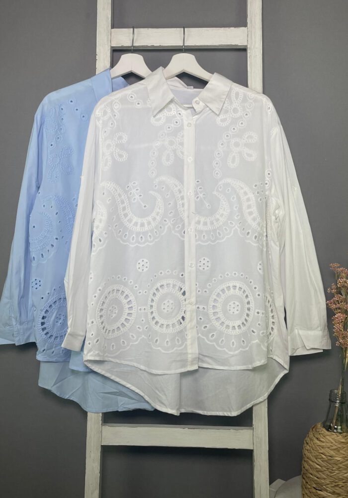 Hemdbluse mit Lochoptik Oriental-Muster
