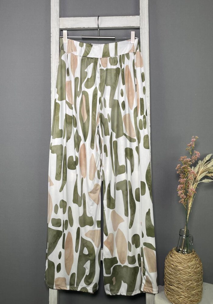 Gemusterte Travel Stoff Hose khaki/beige