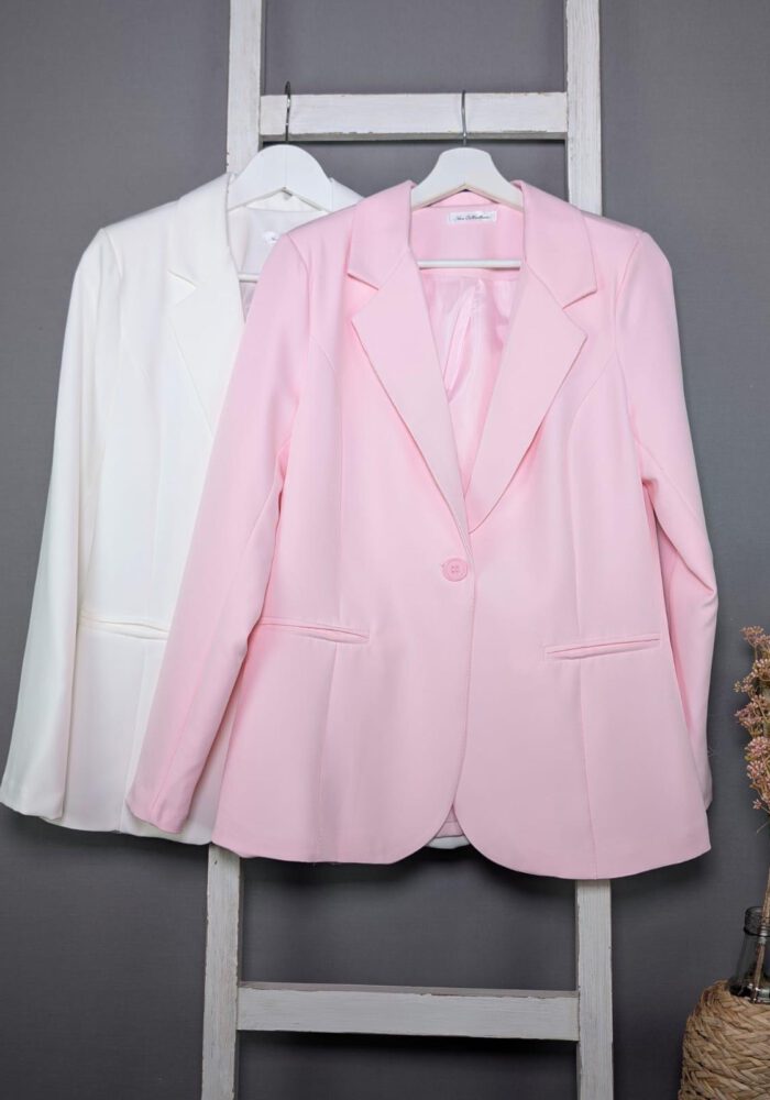 Pastellfarbener Blazer mit Revers + Paspeltaschen
