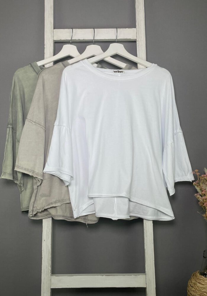 Oversize T-Shirt mit Rippausschnitt & Flügelarm