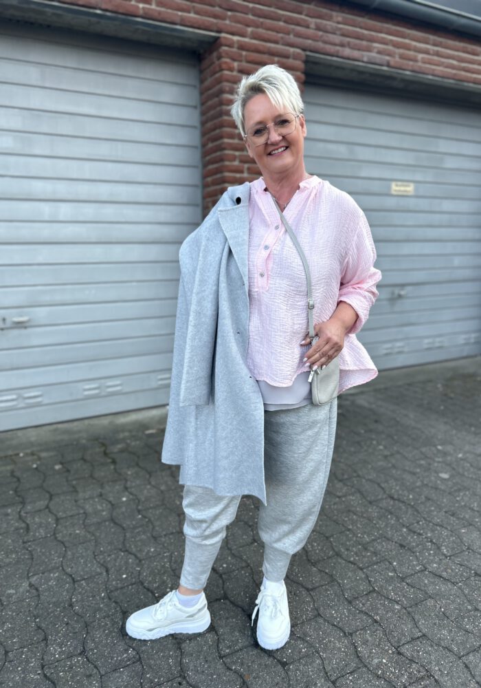 Crinkle Musselin Bluse mit Knopfleiste