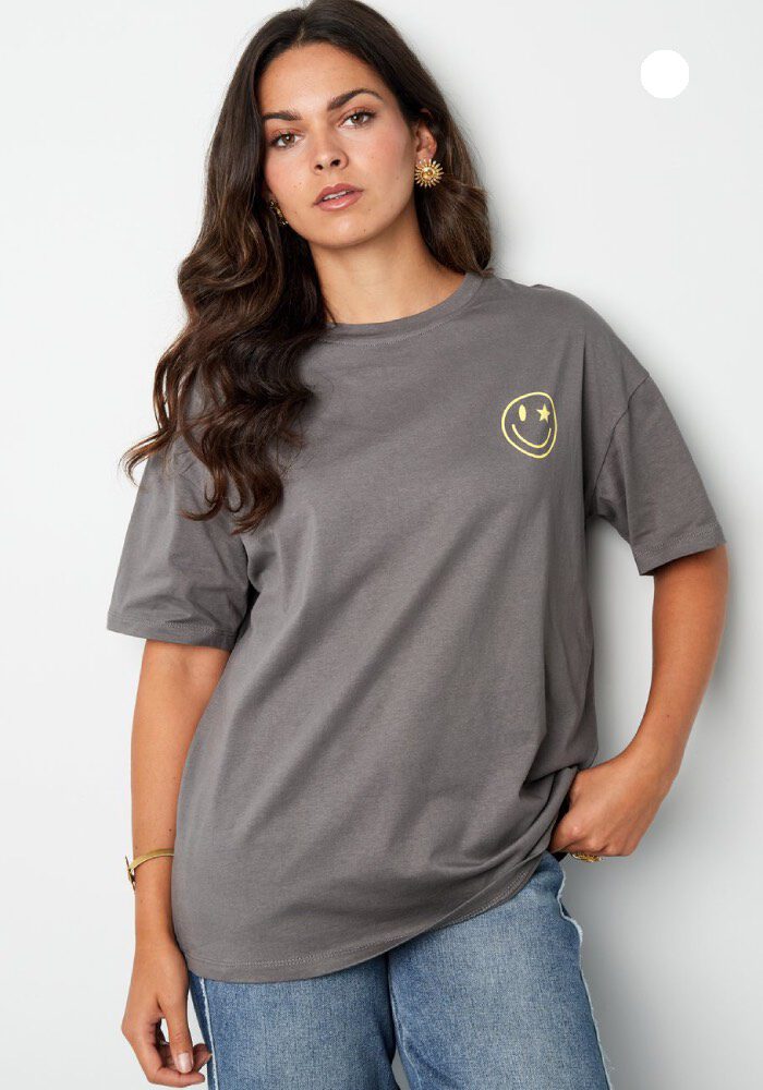 Backprint T-Shirt mit Smiley
