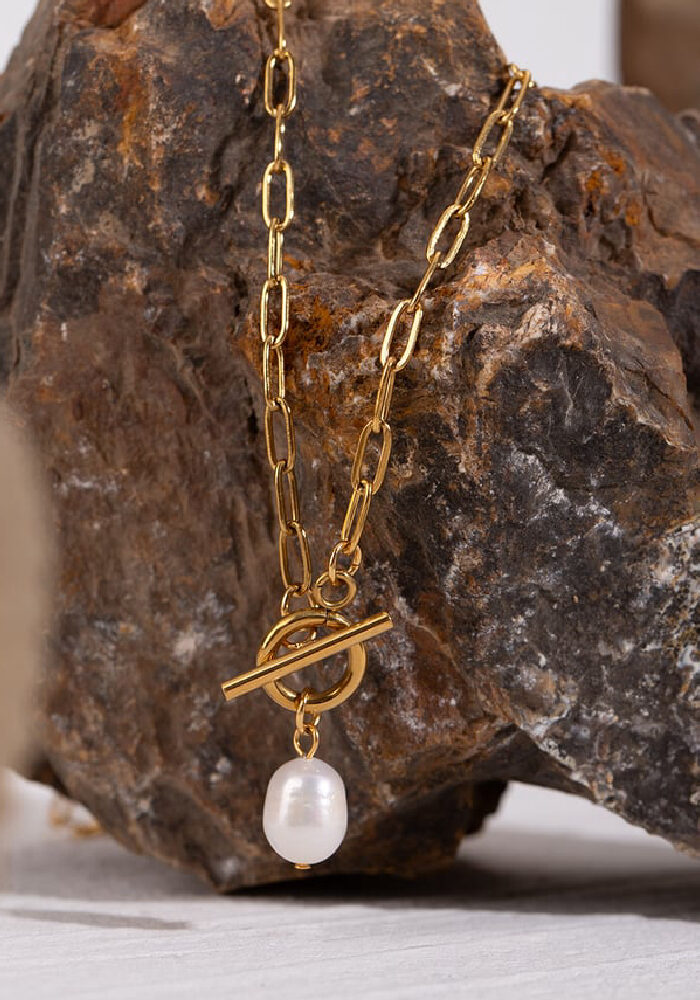 Kette mit T-Verschluss und Süßwasserperle