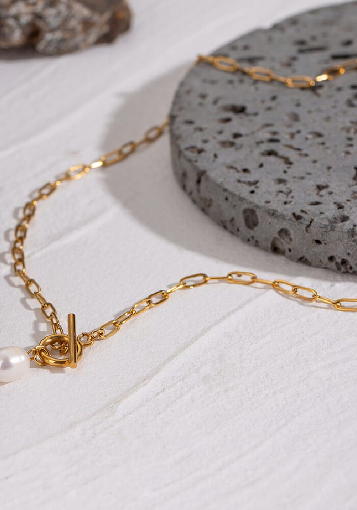 Kette mit T-Verschluss und Süßwasserperle