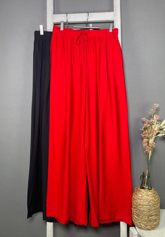Viskose-Mix Wide Leg Hose mit Kordeleinzug