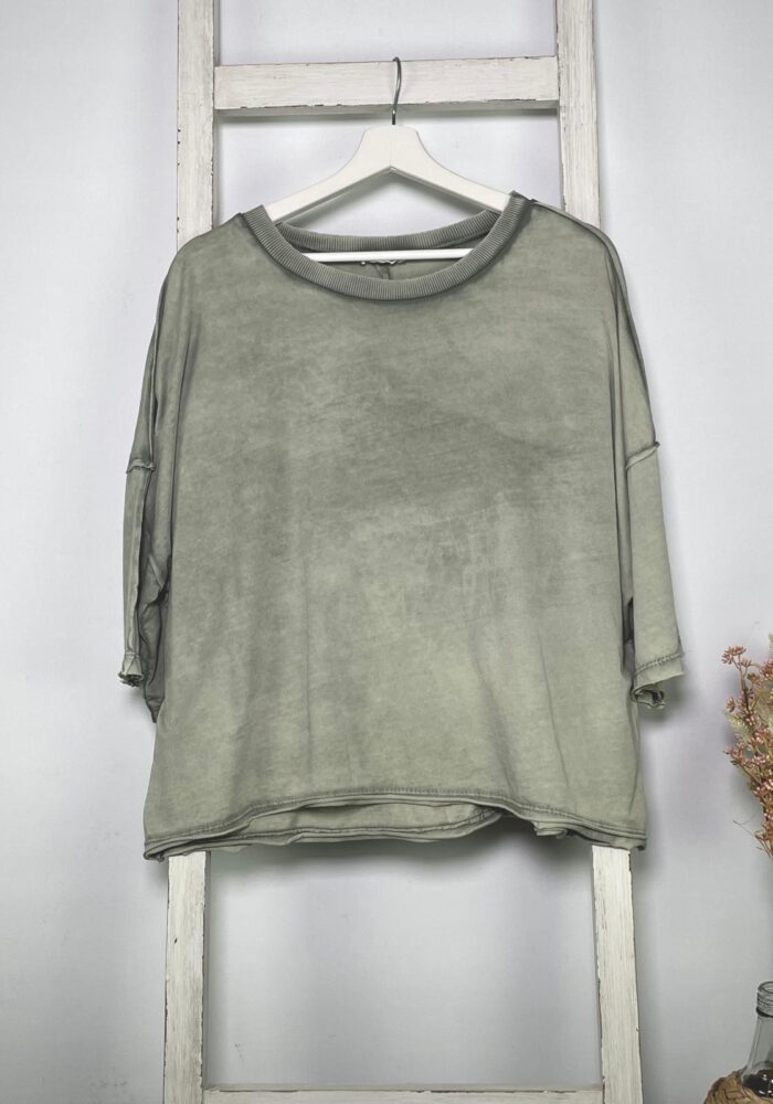 Oversize T-Shirt mit Rippausschnitt & Flügelarm