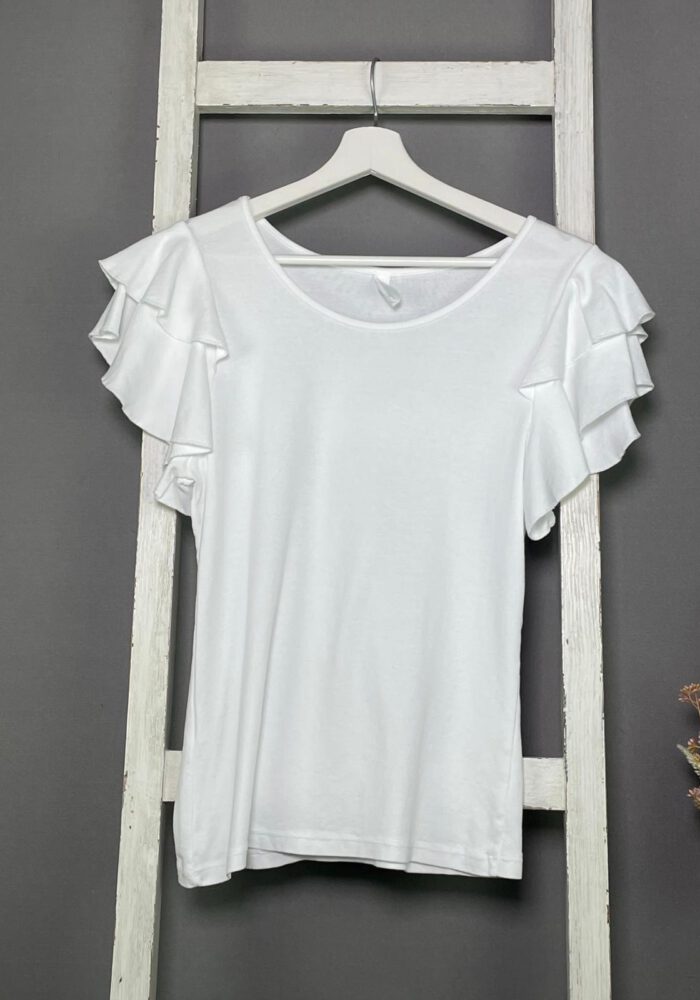 T-Shirt mit Volants am Ärmel