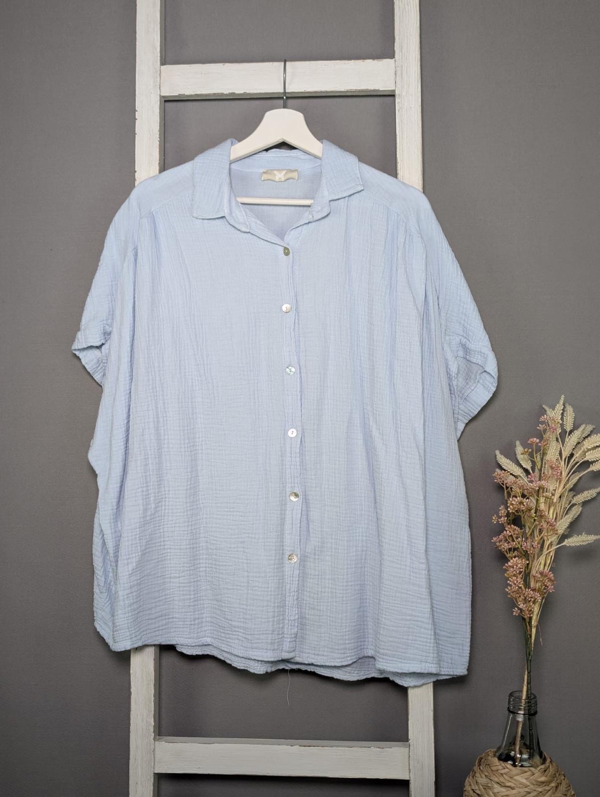 Musselin-Bluse mit kurzem Ärmel