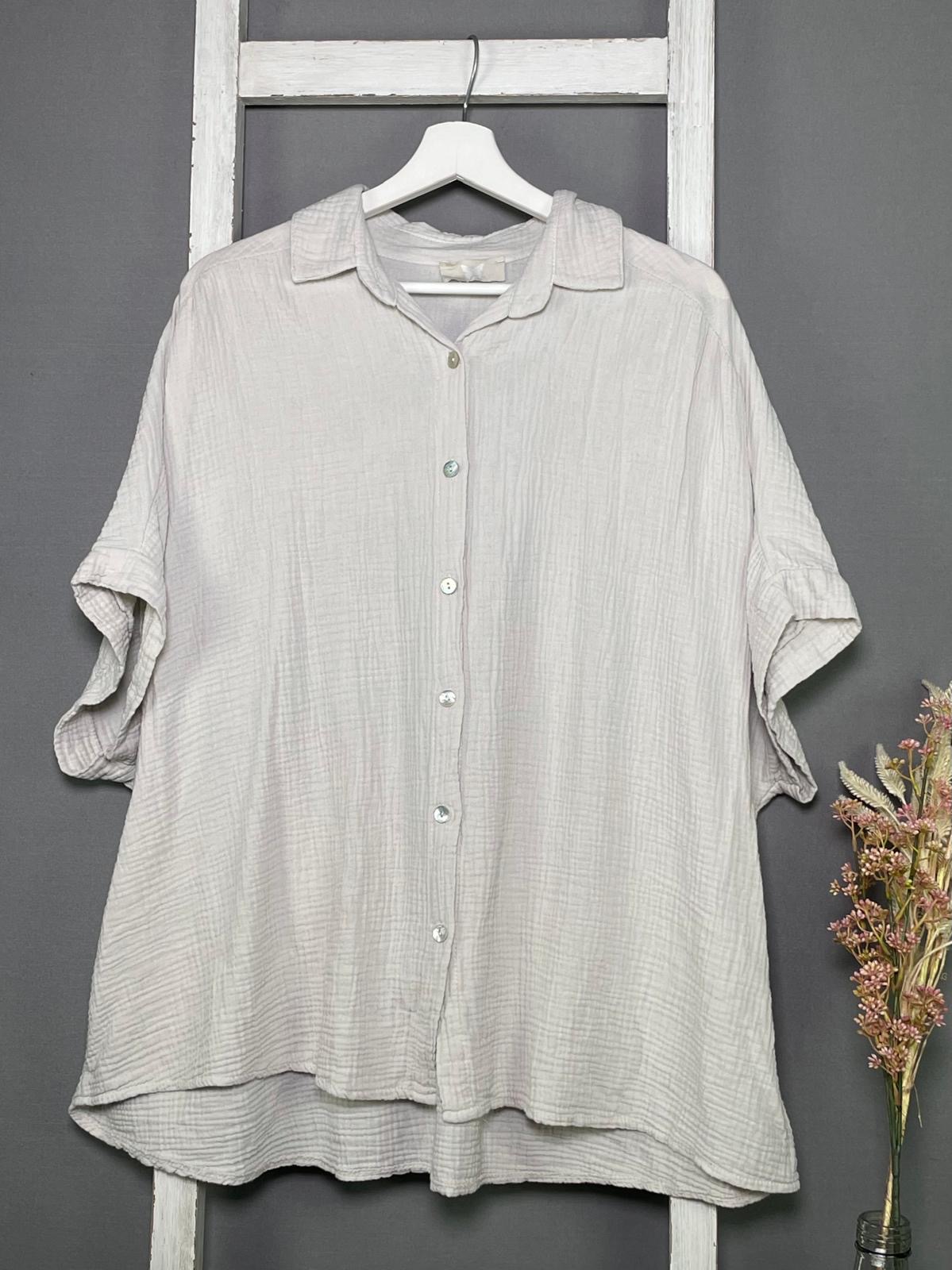 Musselin-Bluse mit kurzem Ärmel