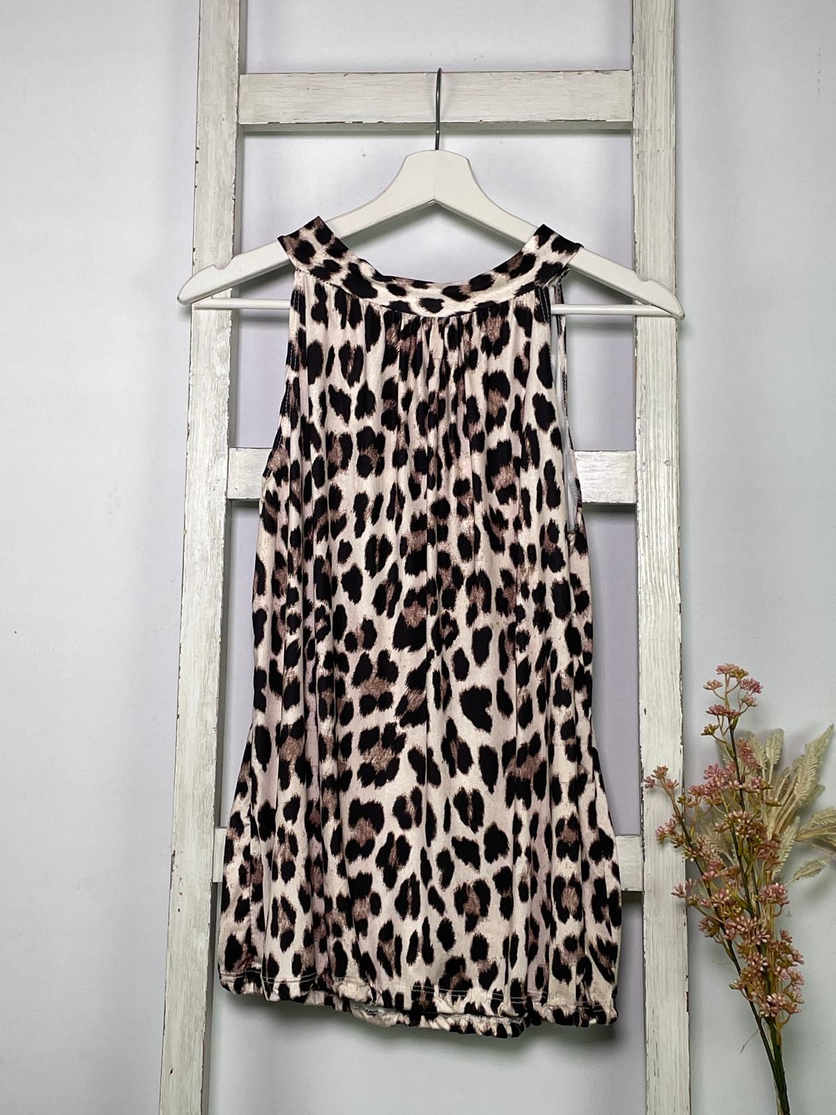 Gemustertes Travel Stoff Highnecktop im Leo Print