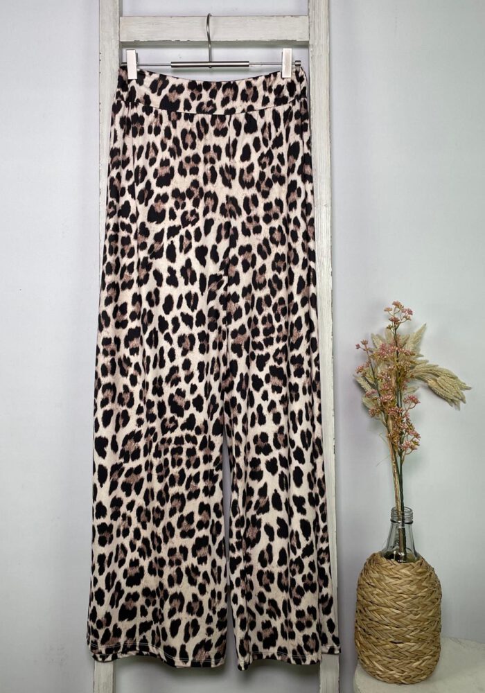 Gemusterte Travel Stoff Hose mit Leo Print