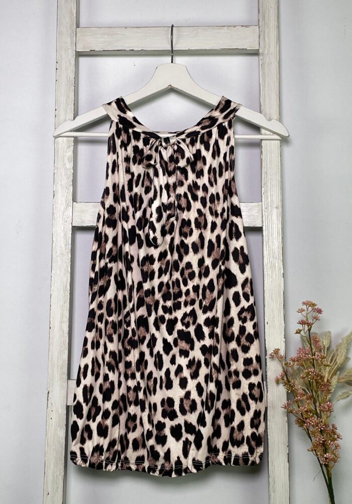 Gemustertes Travel Stoff Highnecktop im Leo Print