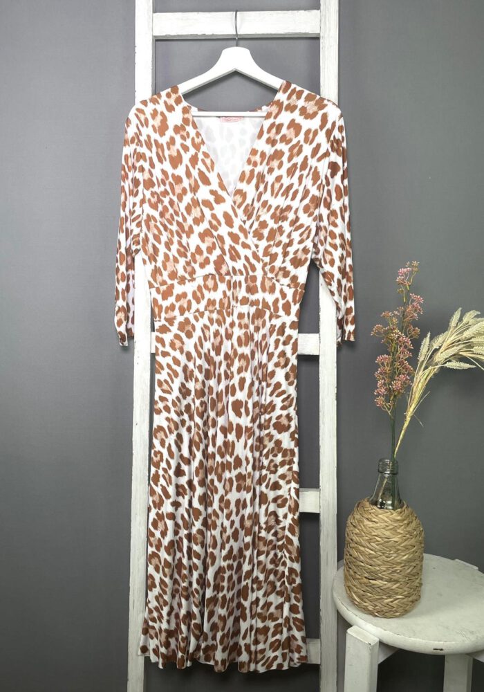 Gemustertes Travel Stoff Leo Kleid mit Wrap Ausschnitt