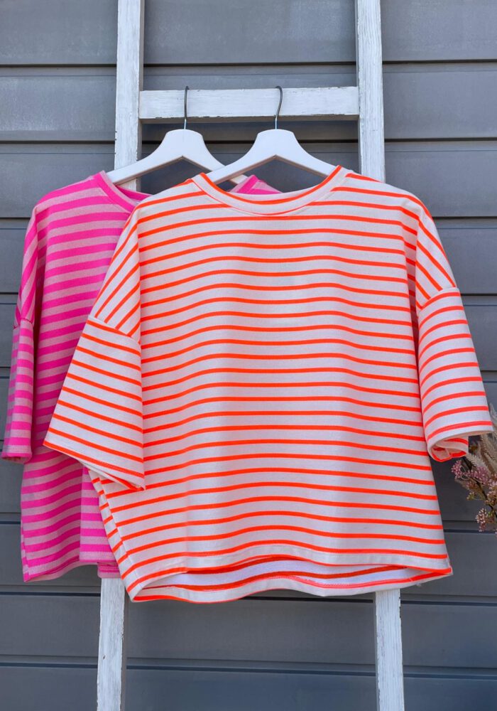 Kurzarm Sweater mit Streifen