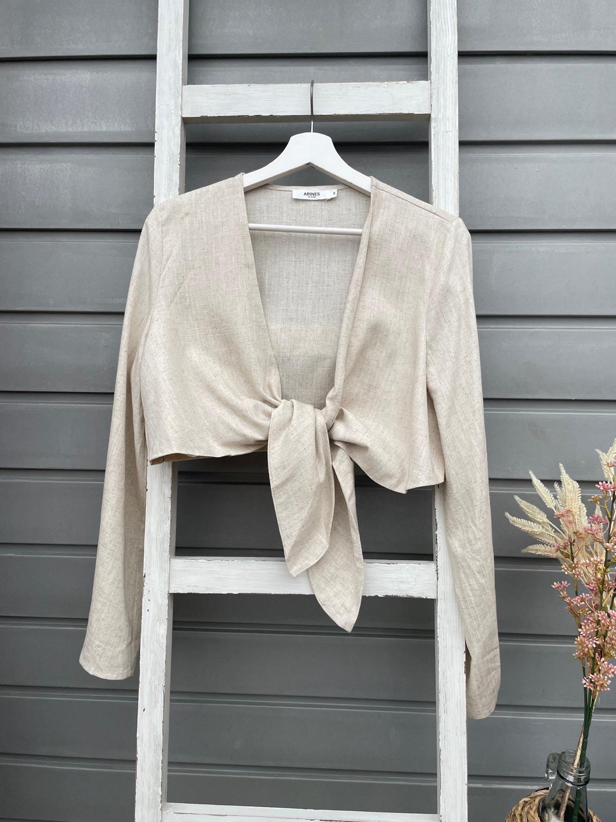 Leinen-Mix Bolero Bluse