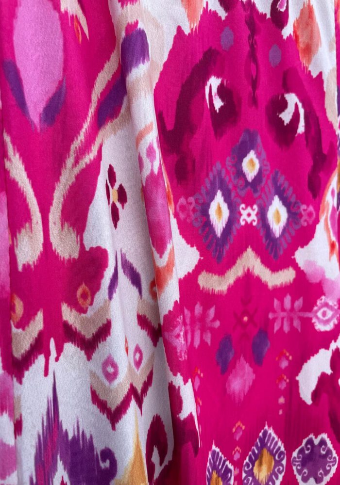 Gemusterte Travel Stoff Hose PINK ORIENTAL