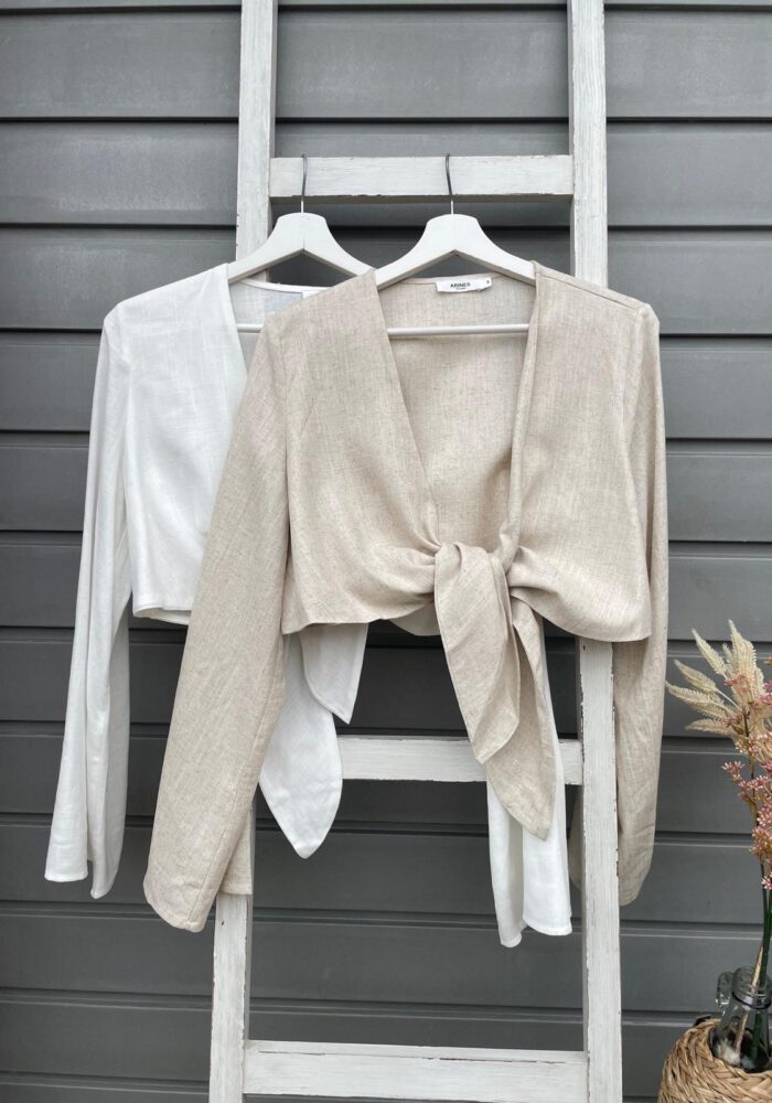 Leinen-Mix Bolero Bluse