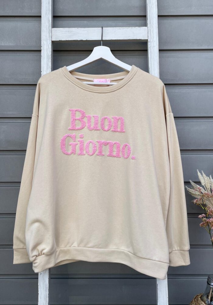 Sweater mit Flokati Schrift 