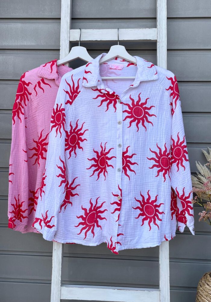 Musselin-Bluse mit Sonnen Print