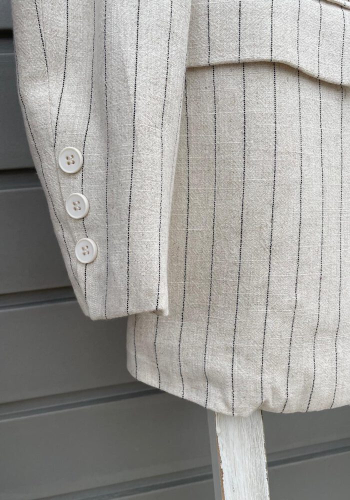 Leinen-Mix Blazer mit Nadelstreifen