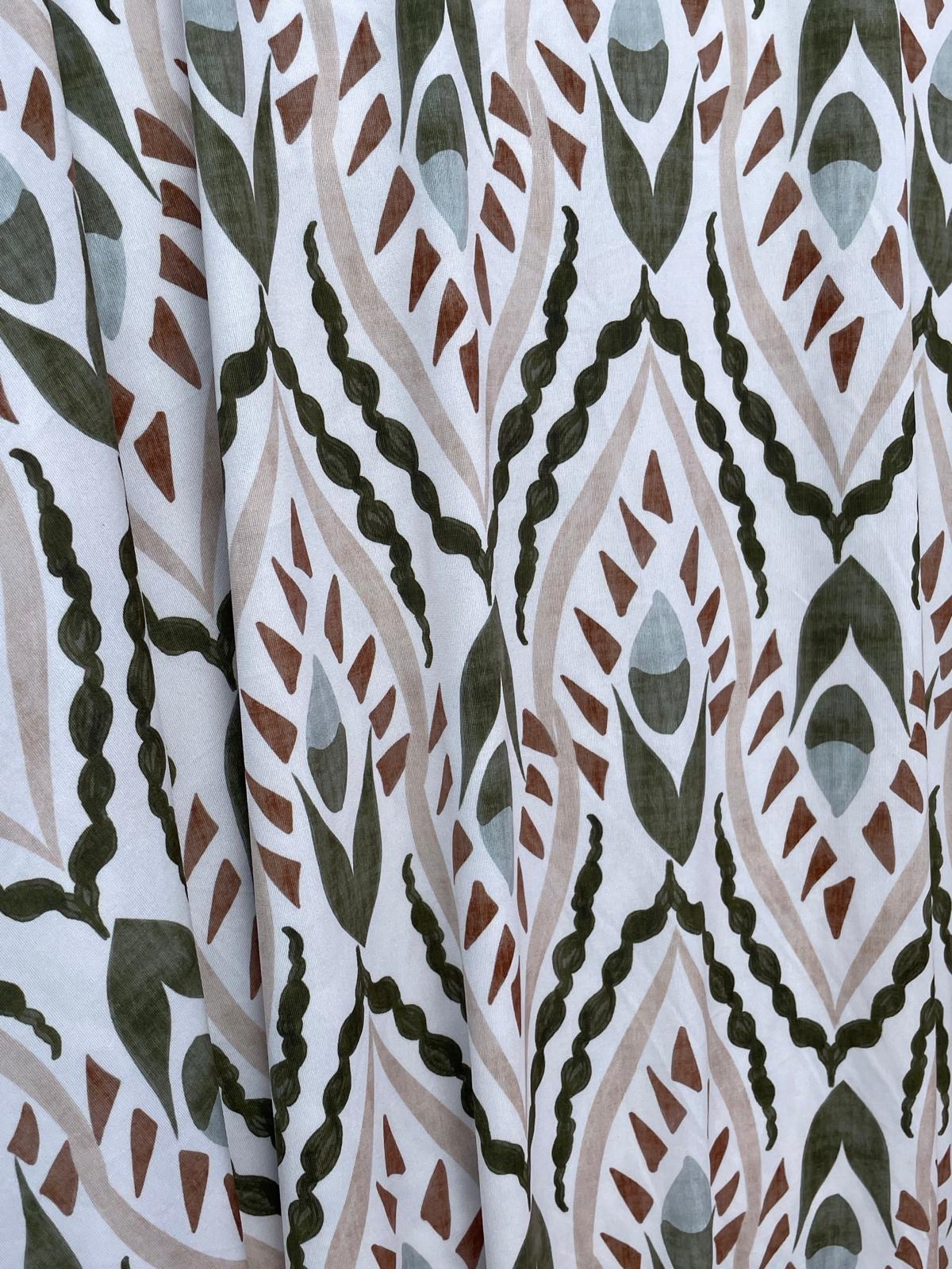 Gemusterter Travel Stoff Rock khaki/beige/wollweiß