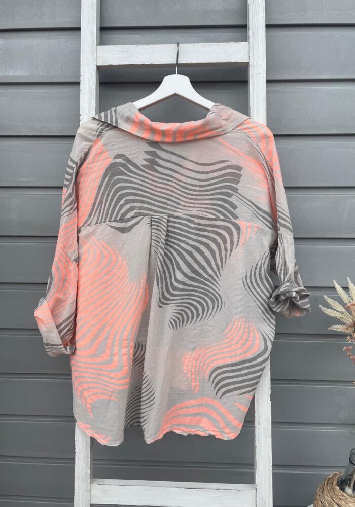 Dünne Baumwoll-Bluse mit V-Ausschnitt und Muster