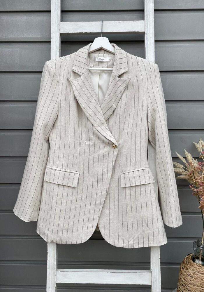 Leinen-Mix Blazer mit Nadelstreifen