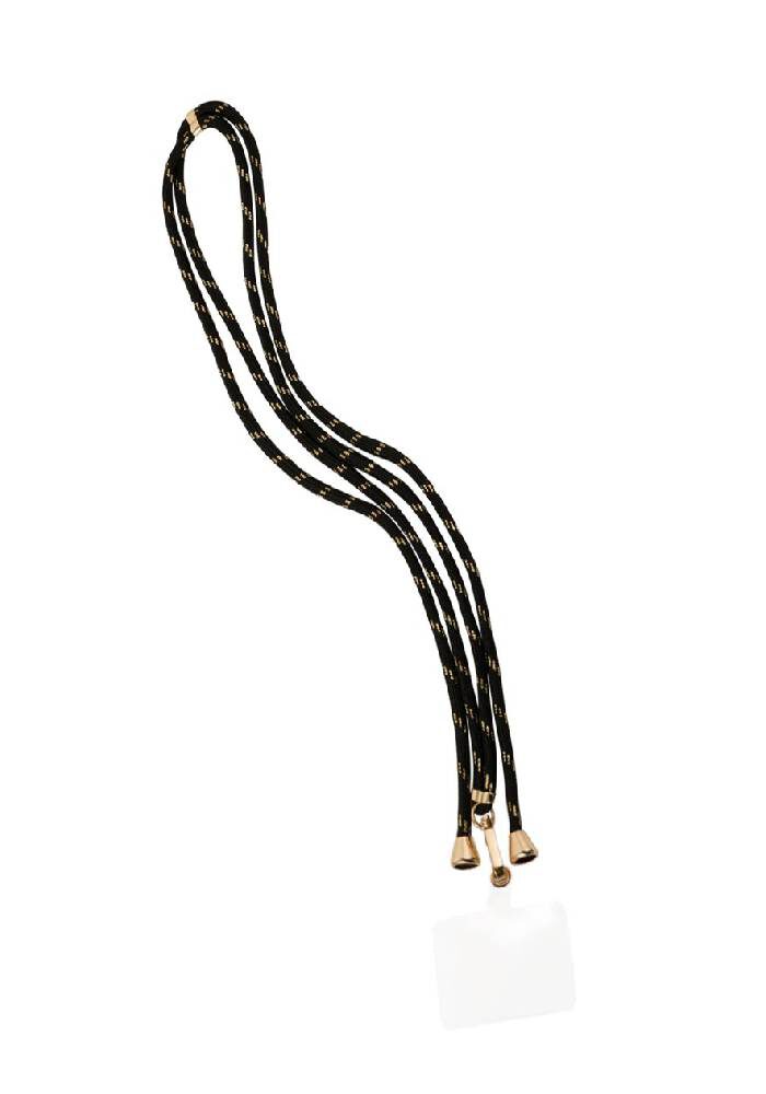 Kordelhandykette schwarz/gold gestreift