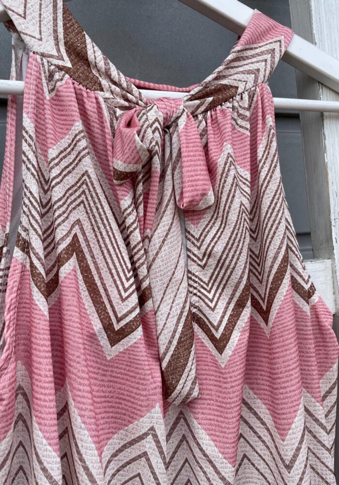 Gemustertes Travel Stoff Highnecktop mit Zick Zack Print