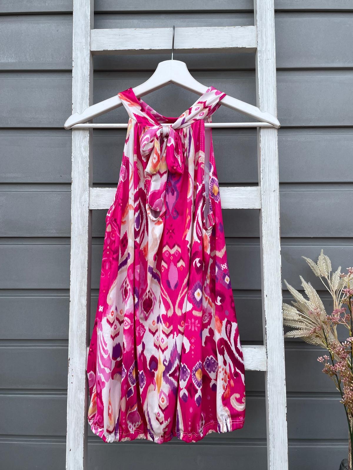 Gemustertes Travel Stoff Highnecktop PINK ORIENTAL