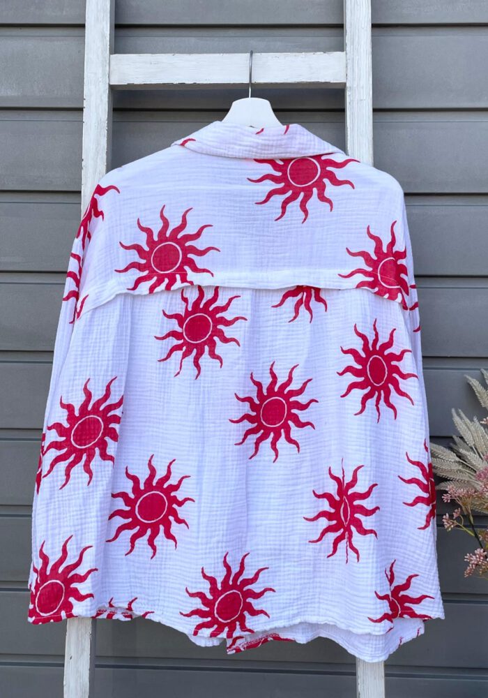 Musselin-Bluse mit Sonnen Print