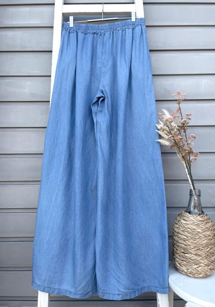 Denim Wide Leg Hose mit Smoked Bund