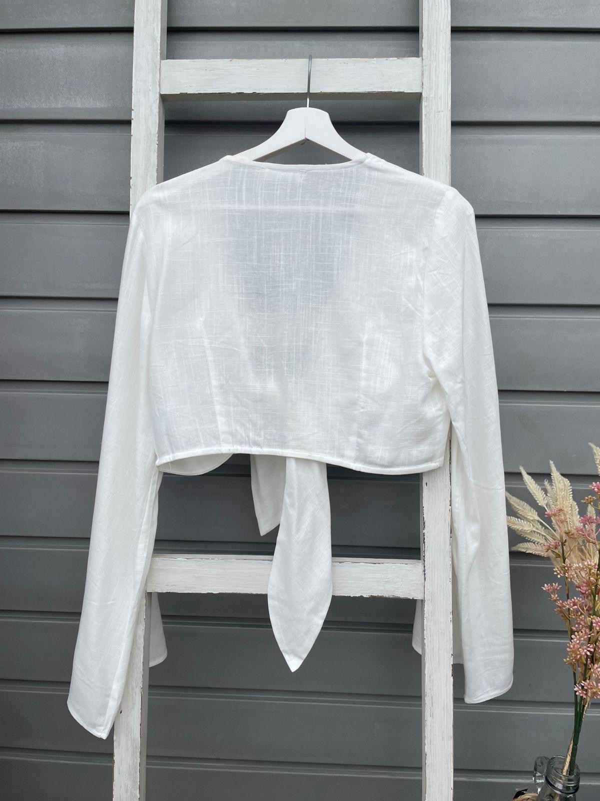 Leinen-Mix Bolero Bluse