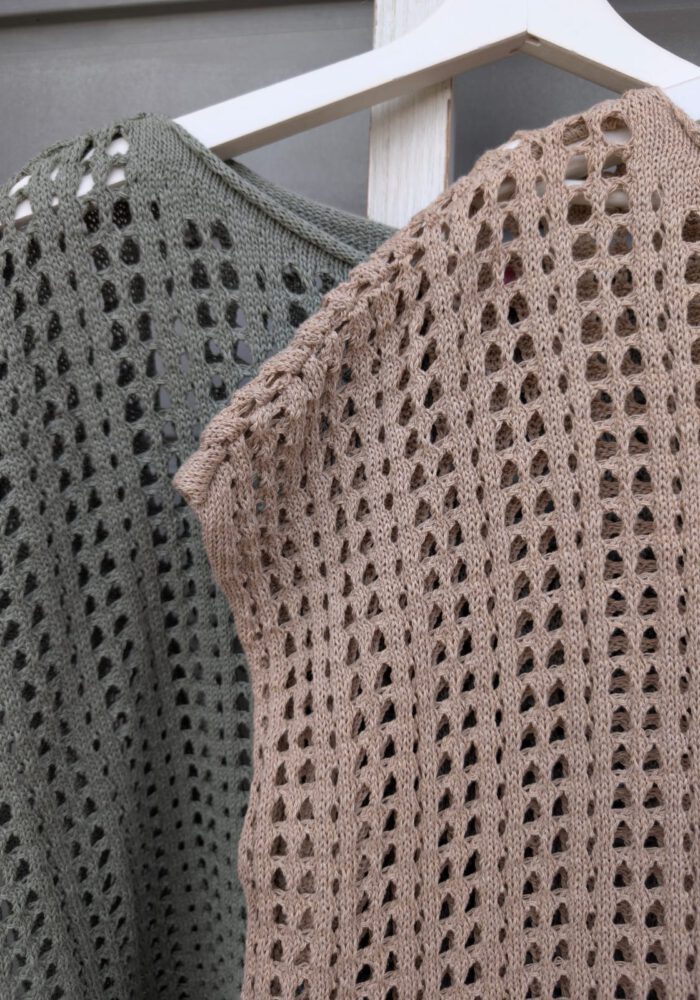 Kurzarm Lochstrick Pullover